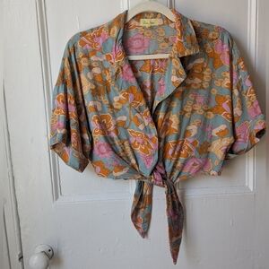 Love Notes Cropped Floral Blouse - Size M